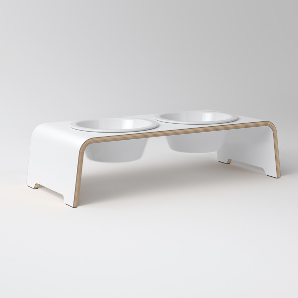 dogBar® M small white with porcelain bowl