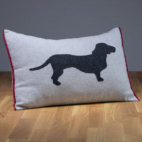 Dog cushion "Dachshund" light grey-dark grey