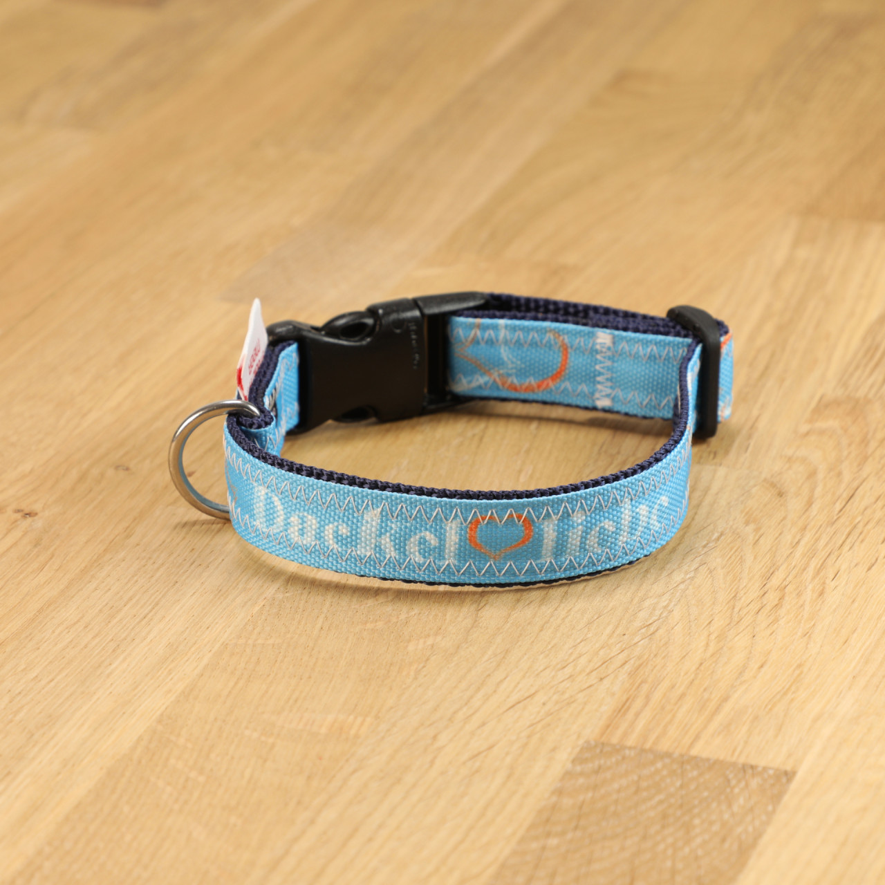 Dog collar &quot;dackelliebe&quot; canvas blue &amp; darkblue