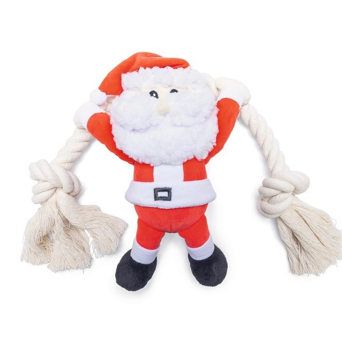 Beeztees Hundespielzeug Kuscheltier Weihnachtsmann mit Seil