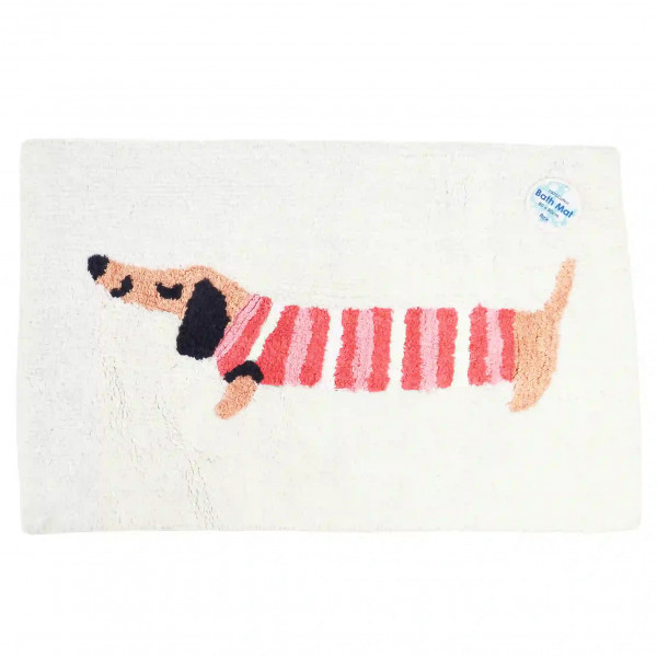 Fluffy dachshund bath mat