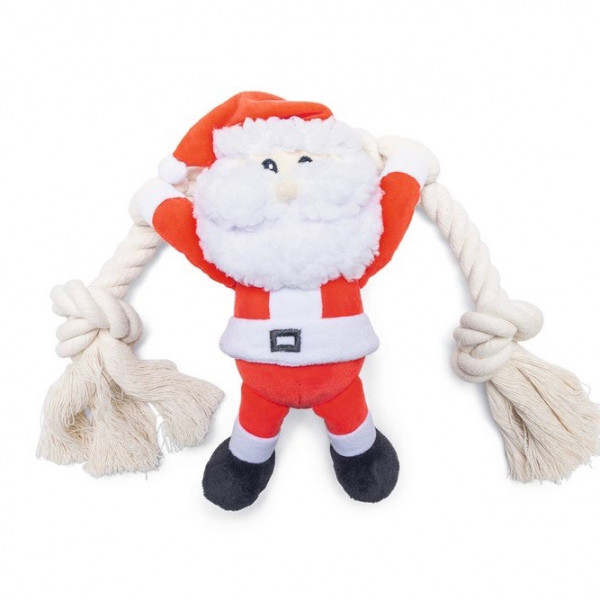 Beeztees Hundespielzeug Kuscheltier Weihnachtsmann mit Seil