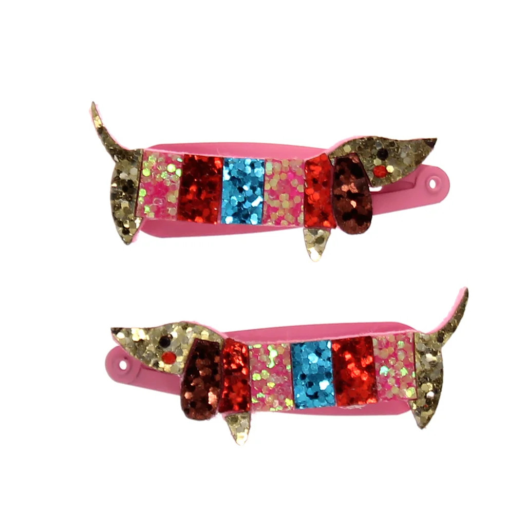 Dachshund glitter hair clips (set of 2)