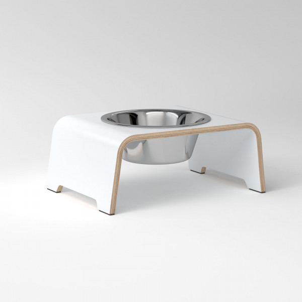 dogBar® Single white with stainless steel bowl