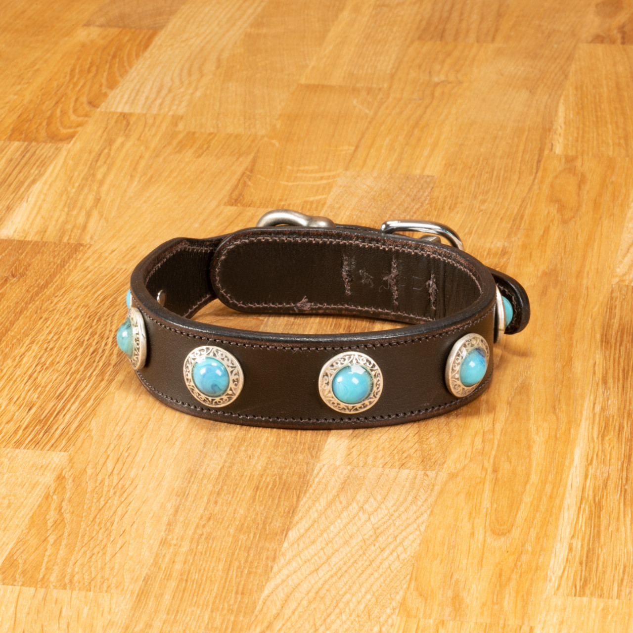 Dog collar &quot;Delft&quot; leather dark brown