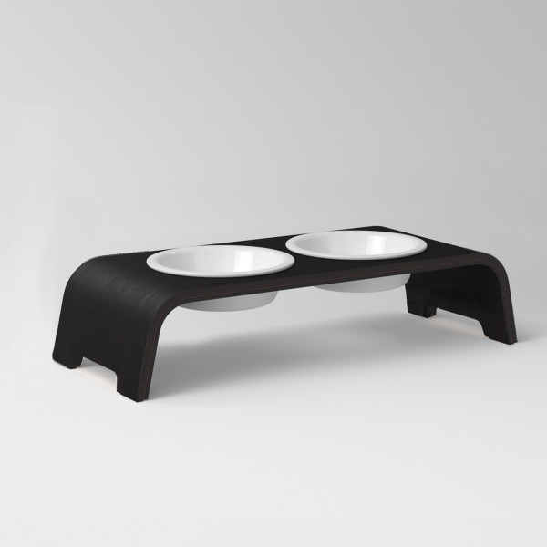 dogBar® S large dark oak with porcelain bowl