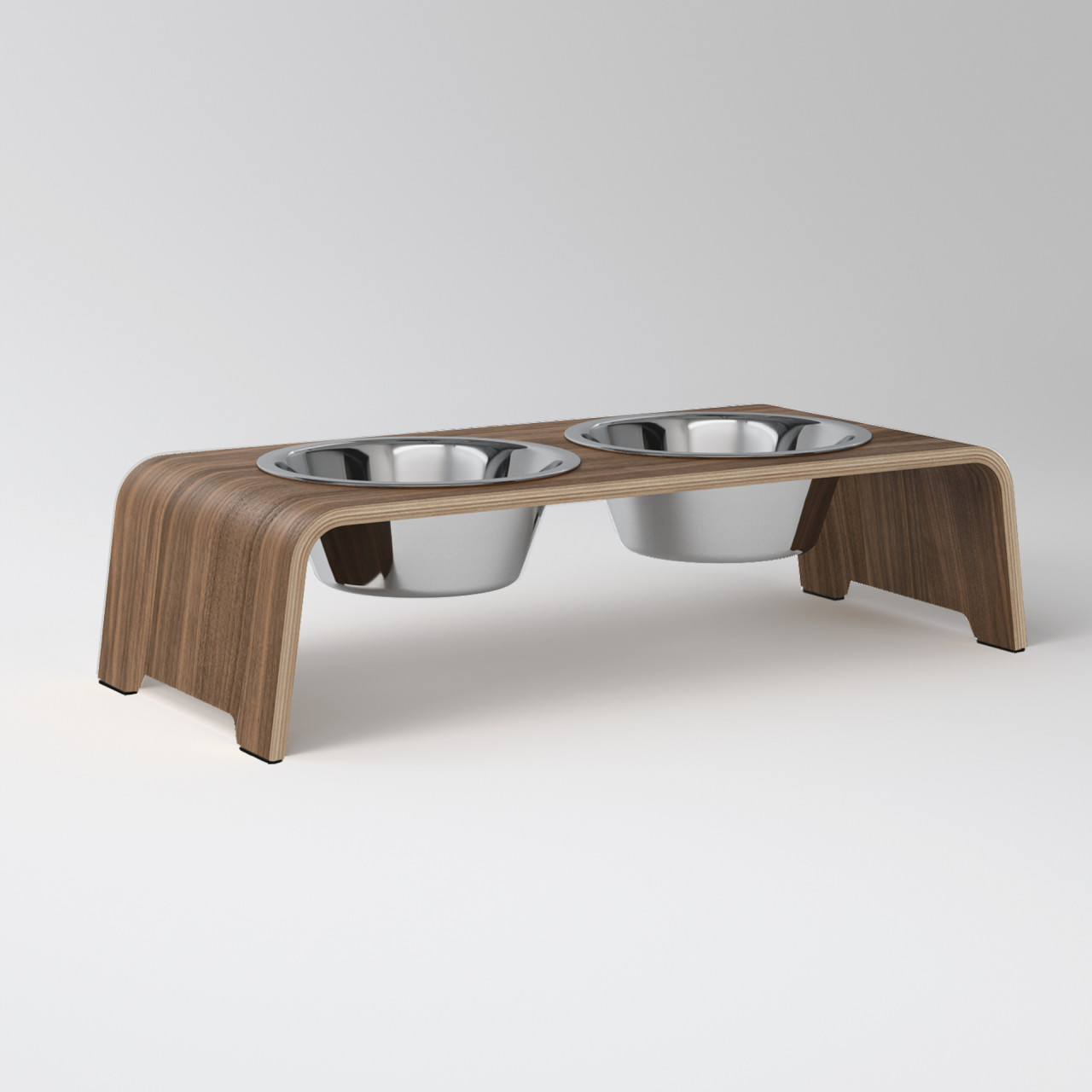 dogBar® M small walnut with stainless steel bowl