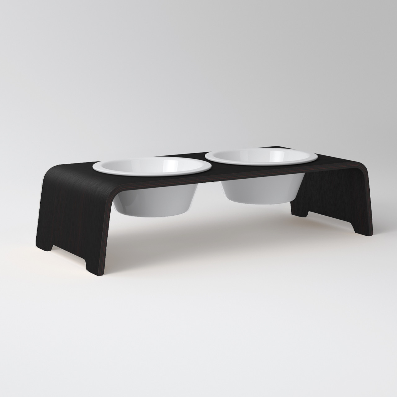 dogBar® M small dark oak with porcelain bowl