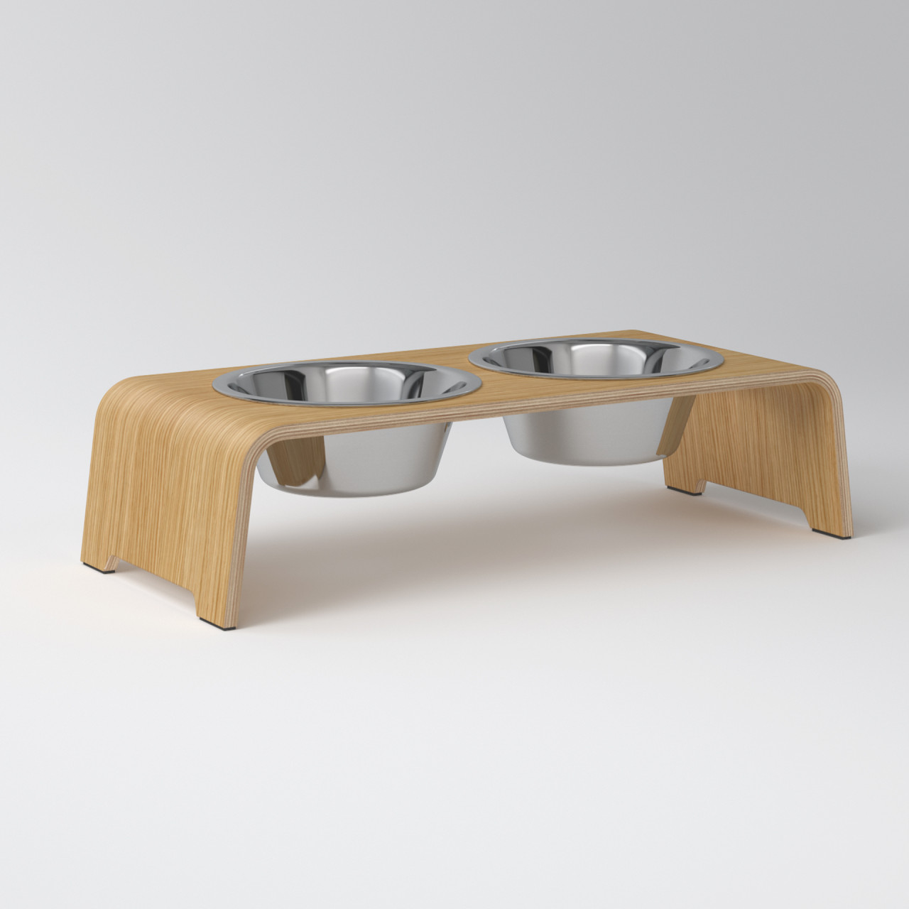 dogBar® M small oak light with stainless steel bowl