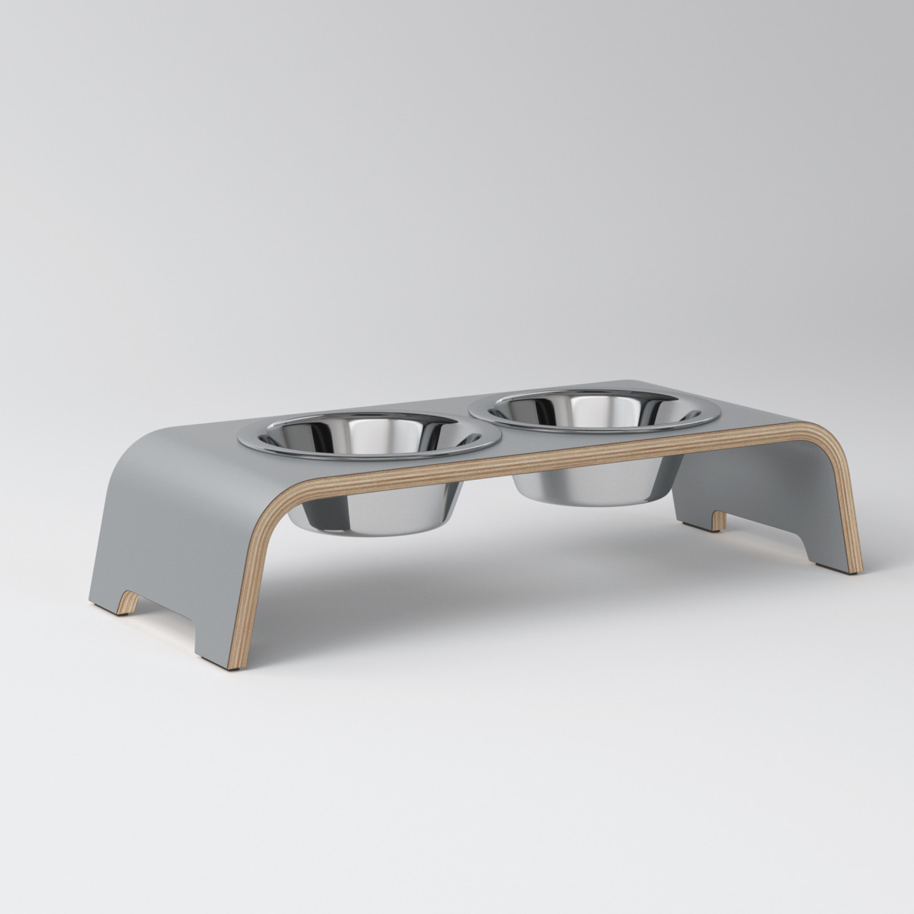 dogBar® S large grey with stainless steel bowl