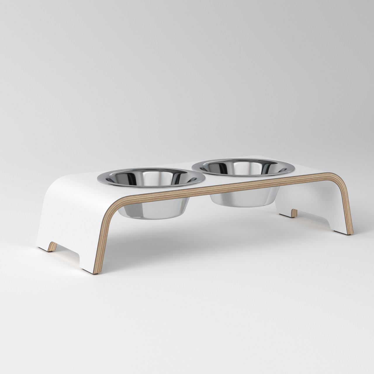 dogBar® S large white with stainless steel bowl