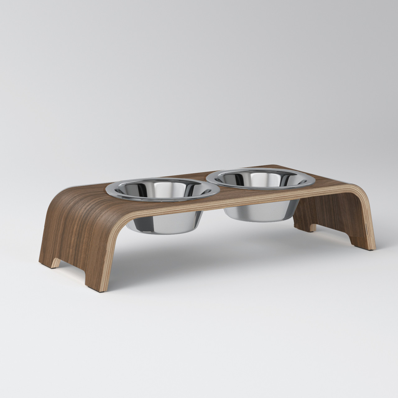 dogBar® S large walnut with stainless steel bowl