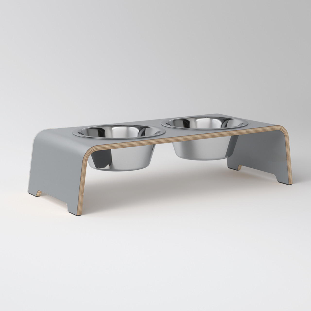 dogBar® M small grey with stainless steel bowl