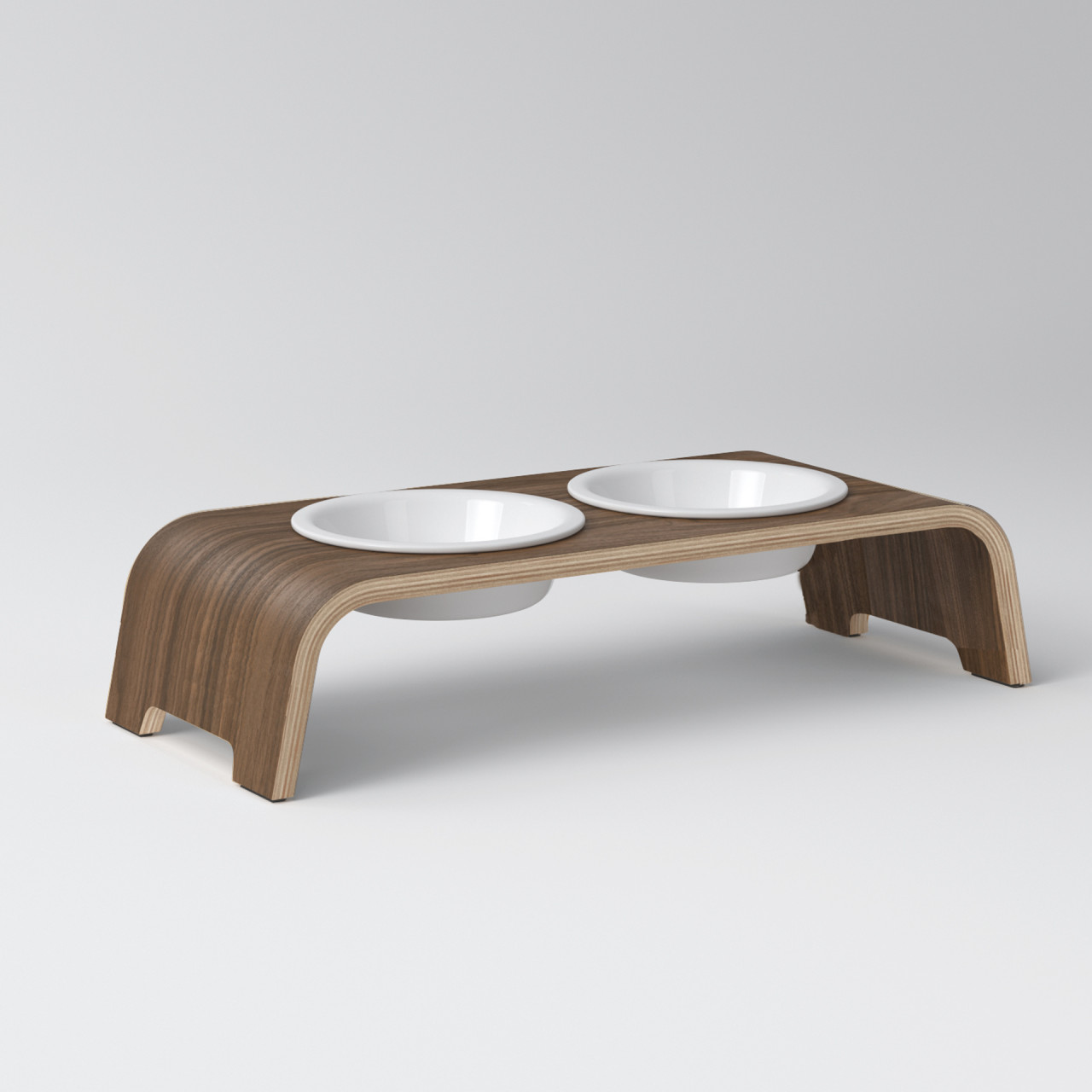 dogBar® S large walnut with porcelain bowl