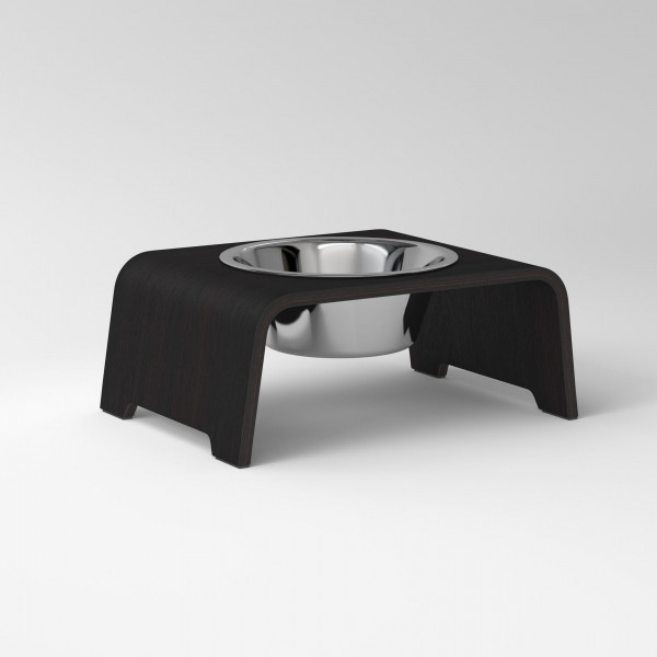 dogBar® Single dark Oak with stainless steel bowl