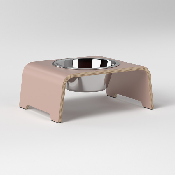 dogBar® Single Antique Pink with stainless steel bowl