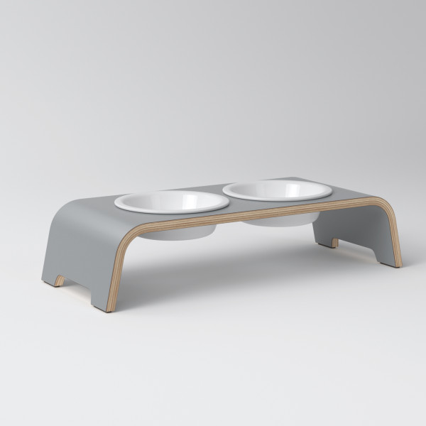 dogBar® S large grey with porcelain bowl