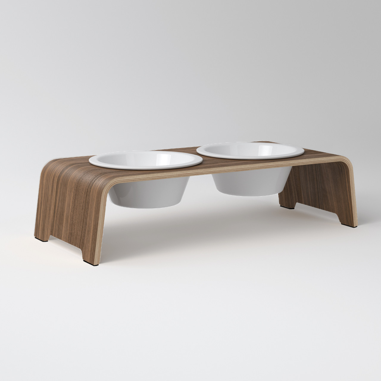 dogBar® M small walnut with porcelain bowl