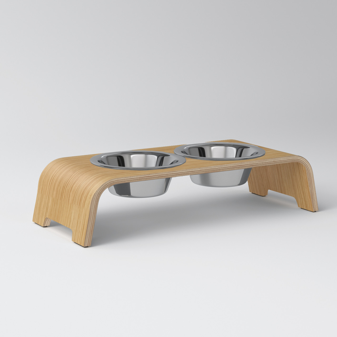 dogBar® S large oak light with stainless steel bowl