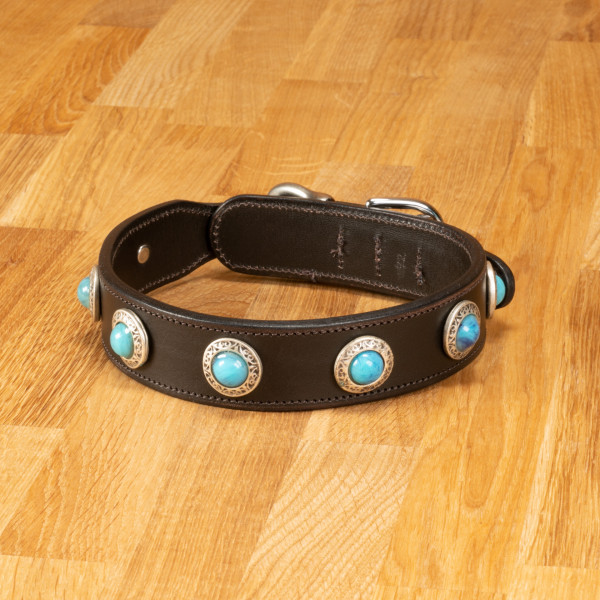 Dog collar "Delft" leather dark brown